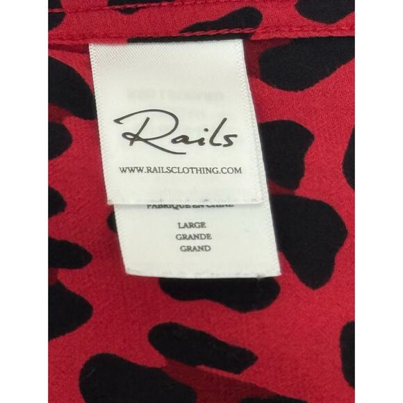 Rails “Lillian” Red Leopard Button Down Blouse Size L - Picture 13 of 13